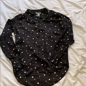 Black and white polka dot blouse